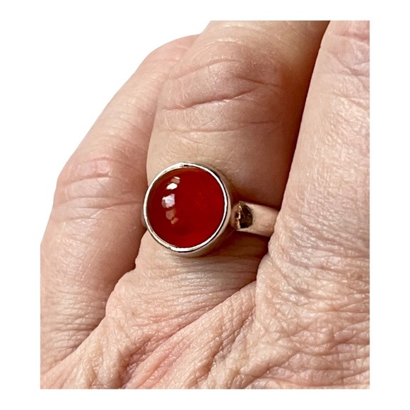 Orange Agate Ring—Visible Banding! 3ct-10mm stone! Very unusual and awesome! - Picture 7 of 11
